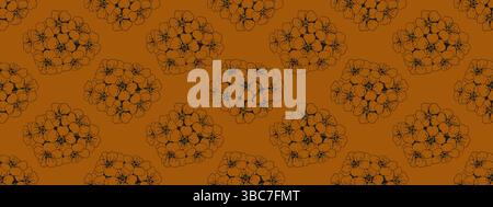 Elegant seamless pattern of stylized floral bouquets in dark brown on a warm, burnt orange background.  Perfect for textile prints, wallpaper, website Stock Vector