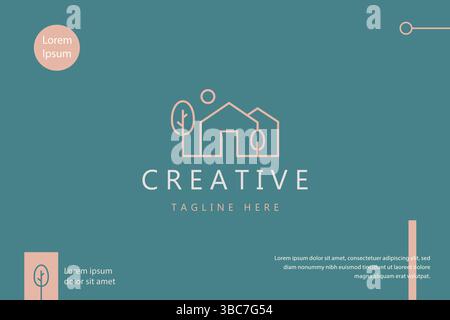 Logo House Property Architecture Natural Concept. Creative Idea Geometric Shape. Branding Web and Presentation Background. Stock Vector