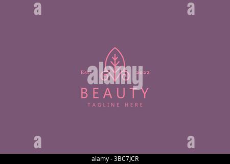 Beauty Organic Nature Leaf Logo. Simple Symbol for Cosmetic Brand. Stock Vector