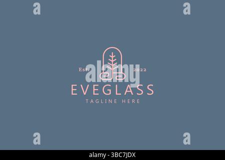 Pine Tree Simple Idea Logo Template. Unique Frame Concept Line Art. Stock Vector