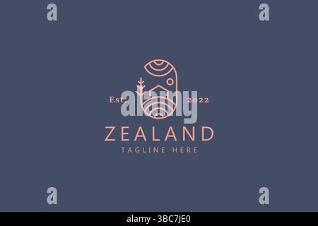 Natural Cottage Logo Concept with Pine Tree and Landscape Scene at Frame. Unique and Creative Design Brand Identity. Stock Vector
