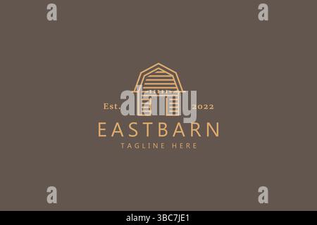 Creative Logo Barn and Farmhouse Vintage Illustration Vector Template. Gold, Simple and Premium Style. Stock Vector