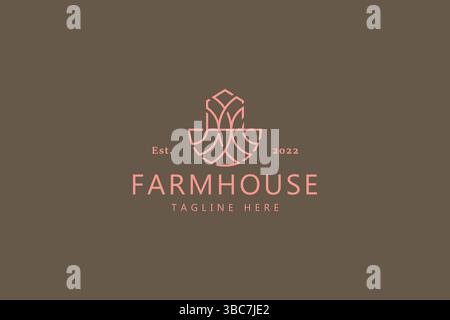 Farmhouse and Gardening Abstract Logo. Home and Ground Concept Illustration. Nature, Farm, Field, and Harvest Icon. Stock Vector