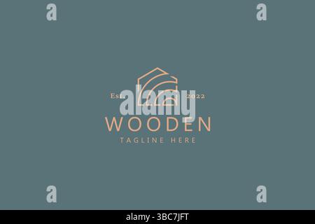 Wooden Cottage Logo Concept. Creative and Unique Design Template Vector. Village, Forest, Adventure, and Natural. Stock Vector