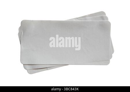 3 layers of label sticker on white background with clipping path Stock Photo