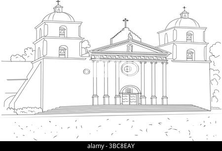 A simple line drawing of the iconic Santa Maria delle Grazie church and ...
