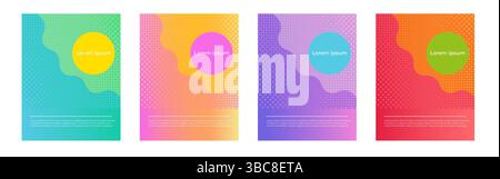 Modern abstract covers set, minimal design with halftone dots Stock Vector