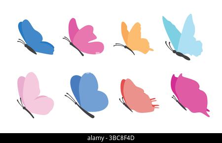 Trendy color butterfly set isolated Stock Vector