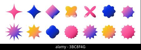 Trendy star bold elements with halftone dots. Stock Vector