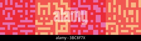 Abstract geometric background set. Colorful pattern with random pixels Stock Vector