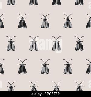 Minimal Halloween background with Butterfly moth. Seamless pattern Stock Vector