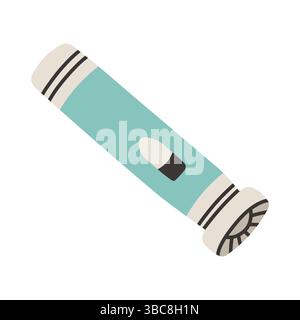 Simple blue flashlight in flat style. Electric lamp vector illustration on isolated background. Pocket lantern sign business concept. Stock Vector