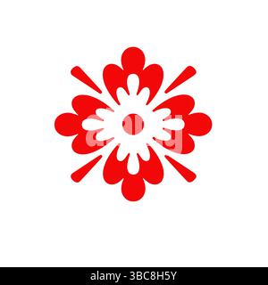 Red Floral Vector Symbol Isolated – Abstract Flower Design Icon Stock Vector