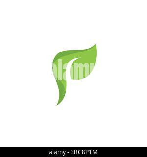Letter p leaf logo vector design Stock Vector