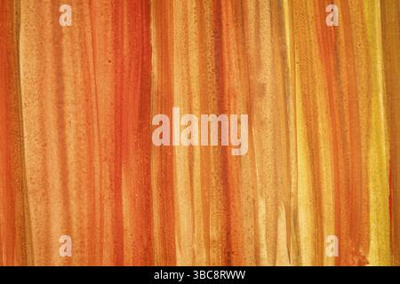 Red, orange, yellow, watercolor abstract background painted with wide vertical brush strokes (self made) Stock Photo