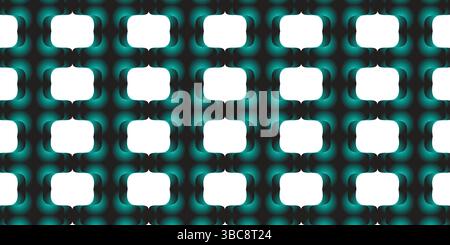Abstract teal grid with glowing center blocks in repeating modern pattern on white background Stock Vector