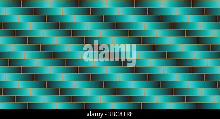 Abstract teal and black digital grid pattern with glowing layered illusion Stock Vector