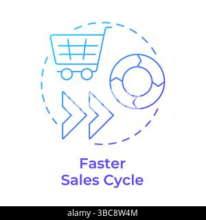 Faster sales cycle blue gradient concept icon Stock Vector