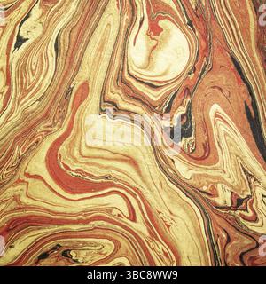 Background of red, black and gold Nepalese lokta paper Inspired from the grain of texture in granite stone Stock Photo