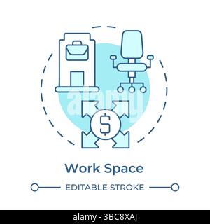 Work space soft blue concept icon Stock Vector