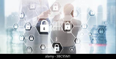 Cybersecurity concept. Data protection universal background. Stock Photo