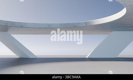 Abstract white background of natural architecture stone texture background. 3d render of abstract futuristic architecture with empty floor. minimal Stock Photo