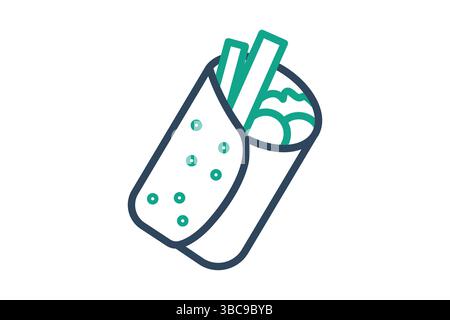 Burrito icon. line icon style. icon related to meat. food elements vector illustration Stock Vector