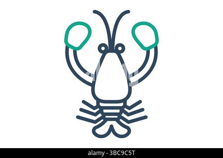 Lobster icon. line icon style. icon related to seafood. food elements vector illustration Stock Vector