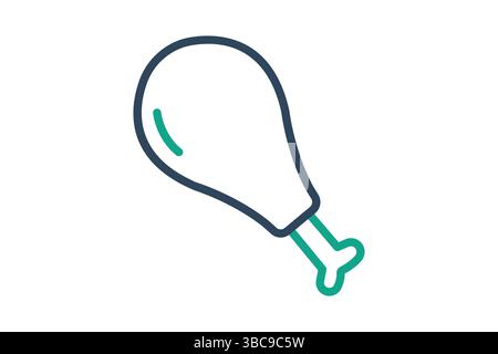 Chicken leg icon. line icon style. icon related to meat. food elements vector illustration Stock Vector