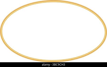 Gold oval frame. Refined ellipse profile border for certificate, award, stamp, vignette, invitation, grand opening, christmas greeting card Stock Vector