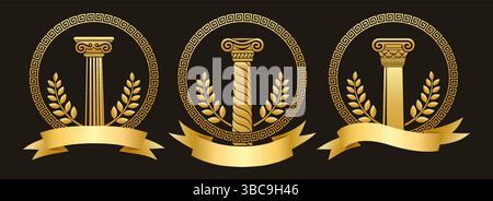 Golden antique column Stock Vector