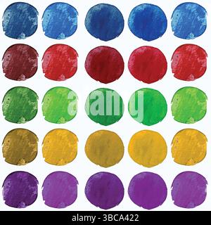 Rainbow Watercolor Dots on Linen – Playful Modern Polka Dot Pattern Stock Vector