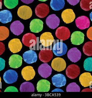 Rainbow Watercolor Dots on Linen – Playful Modern Polka Dot Pattern Stock Vector