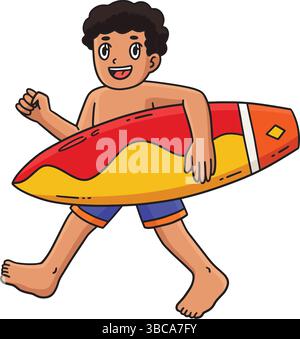 Boy Surfing Cartoon Colored Clipart Illustration Stock Vector Image ...