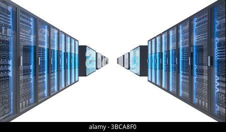 Server room with transparent background 3d Stock Photo