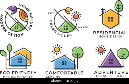 Nature and Green House Logo Concept Stock Vector