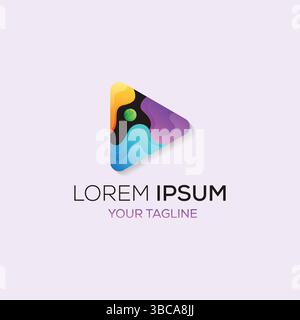 Icon logo media player button abstract illustration gradient color for business and application Stock Vector