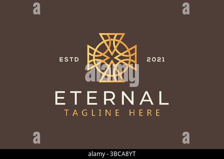 Geometric Abstract Cross and Circle Shape Luxury Logo Stock Vector
