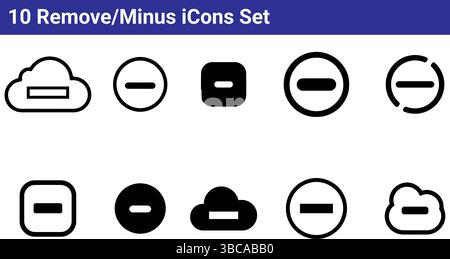 10 remove minus icons set for delete and subtract functions Stock Vector