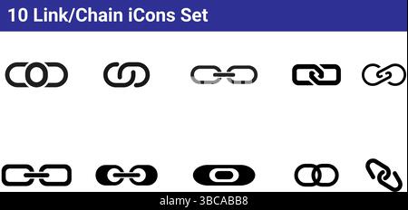 10 Link Chain icons set Stock Vector