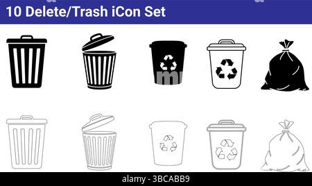 10 Delete Trash icons set Stock Vector