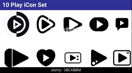 10 Play icons set Stock Vector