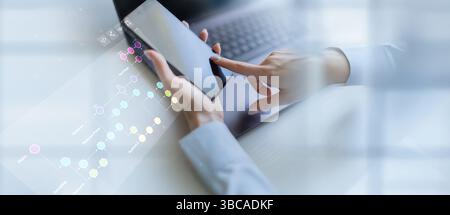 Software Development Workflow and Version Control Branching Strategy Visualization. Stock Photo