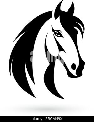 A stylized black and white horse head logo template in an abstract design. Perfect for creating a brand identity or logo Stock Vector