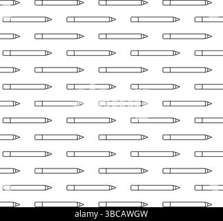 Pencil Seamless pattern. Vector graphic line illustration. Black and white cosmetic makeup art. Banner, poster, wrapping paper, sticker, print, modern Stock Vector