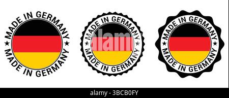 Made in Germany labels icon, made in Germany logo, Germany flag , Germany product emblem, Vector illustration Stock Vector