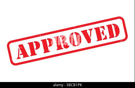 Approved stamp, approved sign in red ink, approved vector, approved label, approved sticker on white background Stock Vector