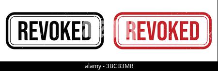 Revoked stamp, Revoked sign on red ink, Revoked vector, Revoked label, Revoked sticker on white background Stock Vector