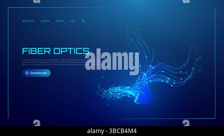 Fiber optic background data line light speed abstract tech network vector design. High-speed cable connects digital flow through city systems. Virtual Stock Vector