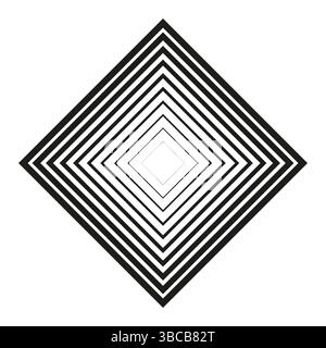 Geometric rhombus illusion. Black diamond pattern. Optical square art. Vector shape repetition. Stock Vector